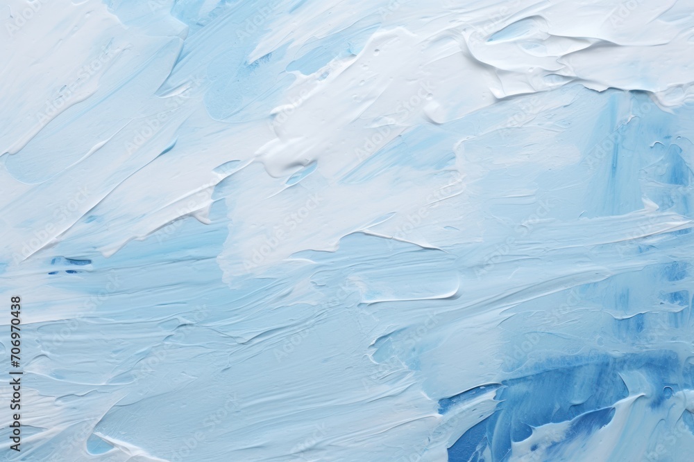 blue Closeup of impasto abstract rough white art painting texture