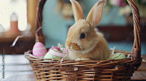 a cute bunny wearing a pretty ribbon © ayuni