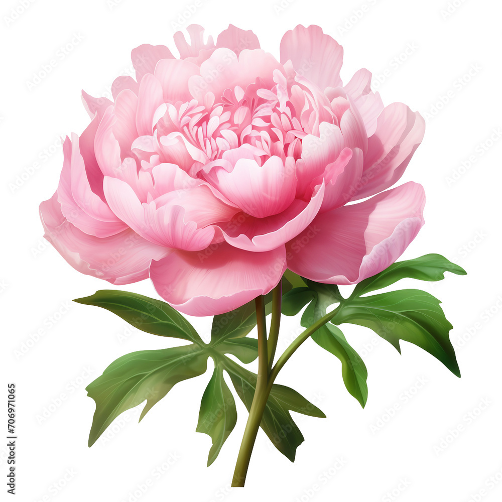 Pink Peony flower on a transparent background