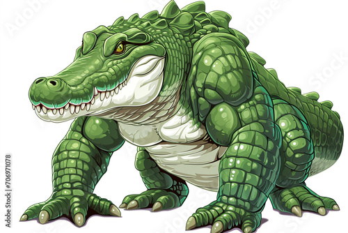 cartoon big muscular crocodile