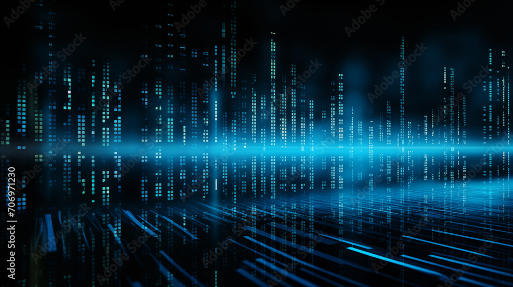 Blue binary code on black background technology coding AI concept Blue binary code on black background technology coding AI concept