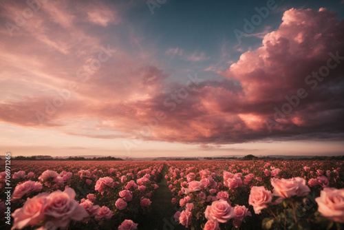 The magical view of the tulip field and the tulip field