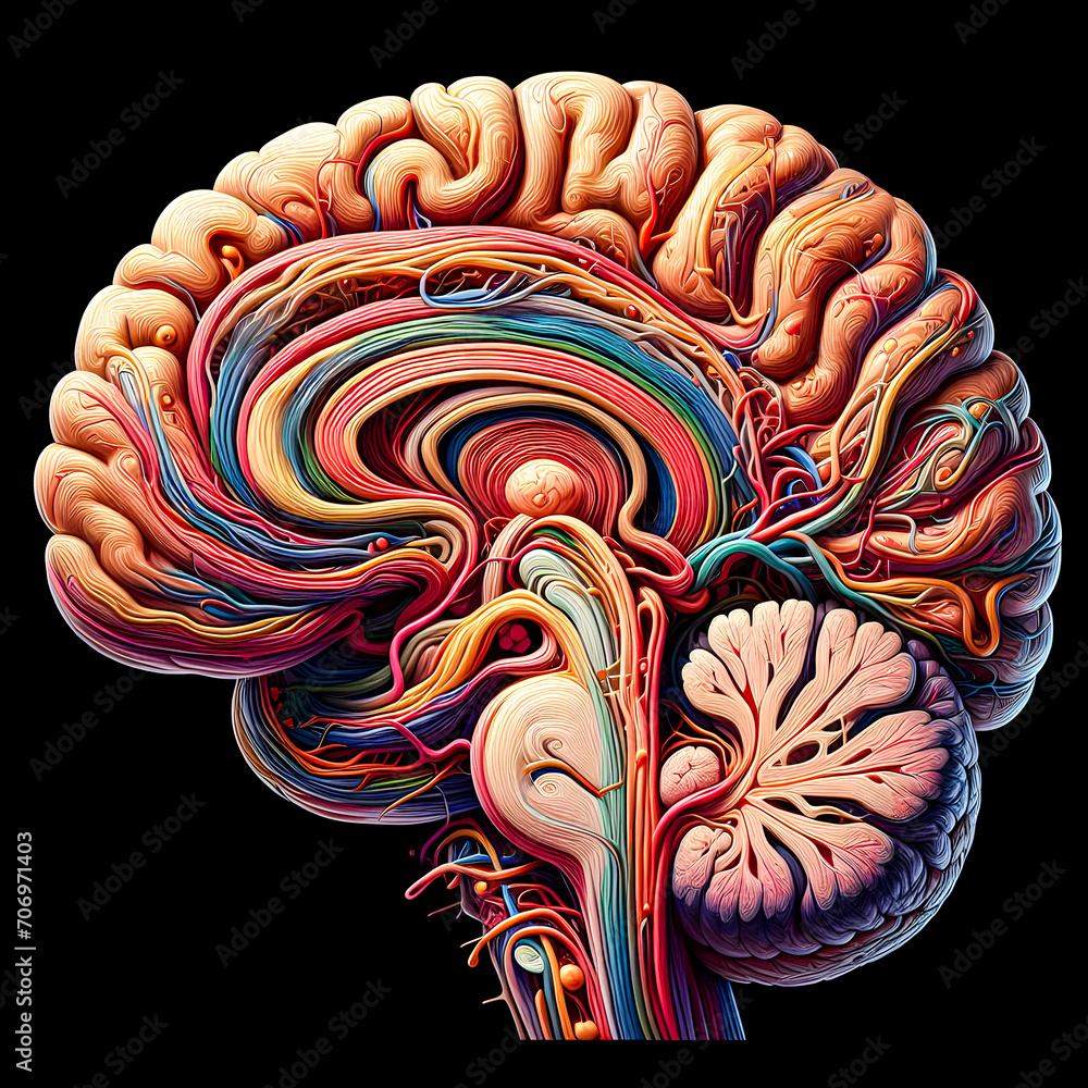 Illustration of the crosssectional anatomy of the human brain