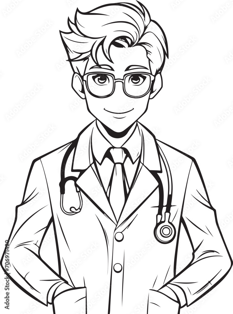 hand drawn sketched art of a male doctor generative ai
