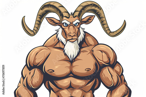 cartoon big muscular goat
