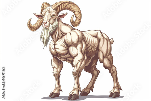 cartoon big muscular goat © Angah