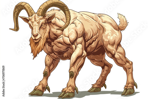 cartoon big muscular goat