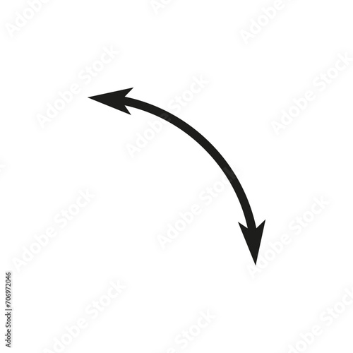Dual semi circle arrow. Vector illustration. Semicircular curved thin long double ended arrow.	
