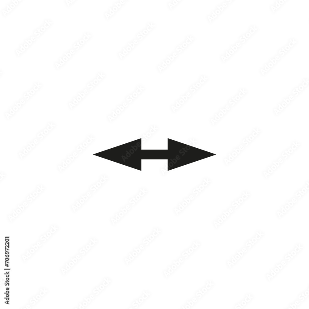 Short small dual double ended arrow. Thin straight two sided arrow. Vector illustration and symbol. Short small dual double ended arrow. Thin straight two sided arrow. Vector illustration and symbol.