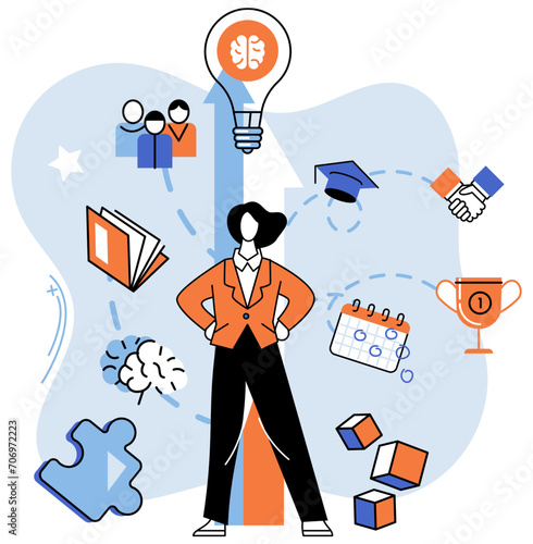 Personal growth. Vector illustration. Efficiency plays crucial role in personal growth and development Development oneself requires consistent effort and dedication Embarking on journey self discovery