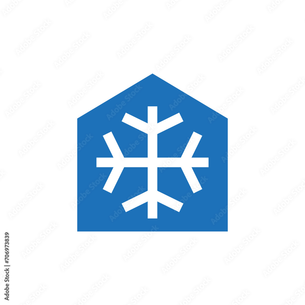 Snowflake icon inside a house. Vector illustration. Snowflake icon inside a house. Vector illustration.