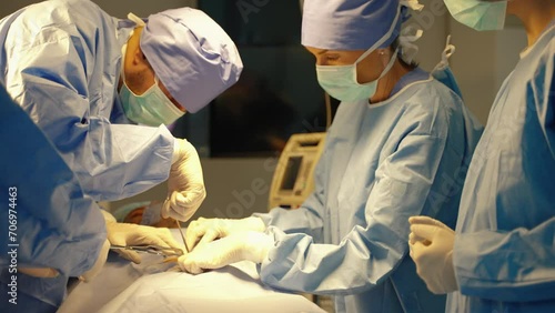 Surgeon doing surgery inside operating room to help emergency patients, medical care concept, health, life insurance
 photo
