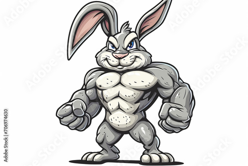 cartoon big muscular rabbit