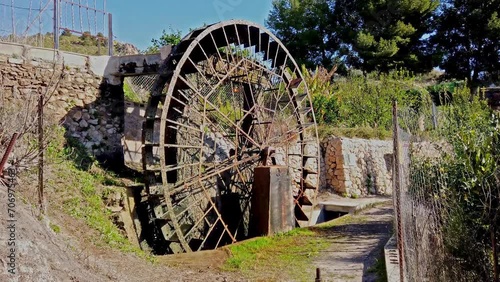 Ancient arabic mill, water noria at Abaran village in Murcia region, Spain Europe. Ruta de las Norias, Noria de las Candelon photo