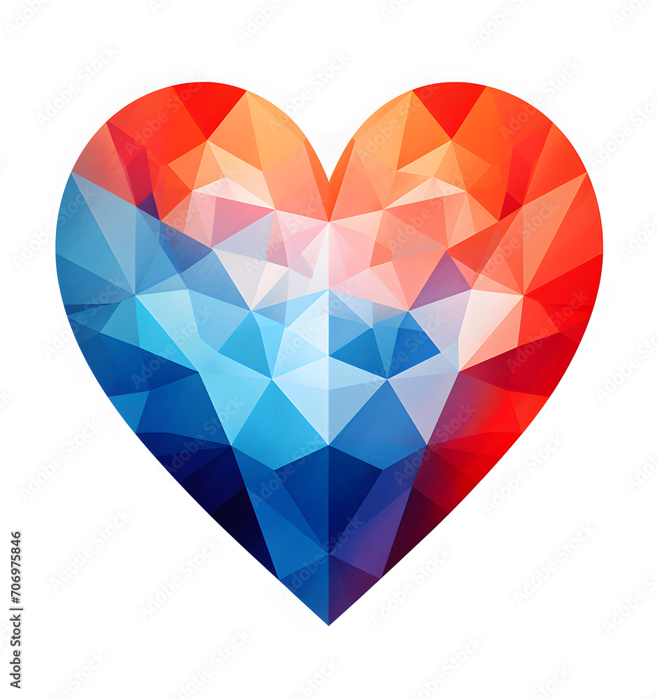 Polygon color heart illustration isolated on white background Polygon color heart illustration isolated on white background