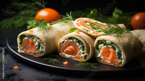 Elegant roll ups featuring smoked salmon and light