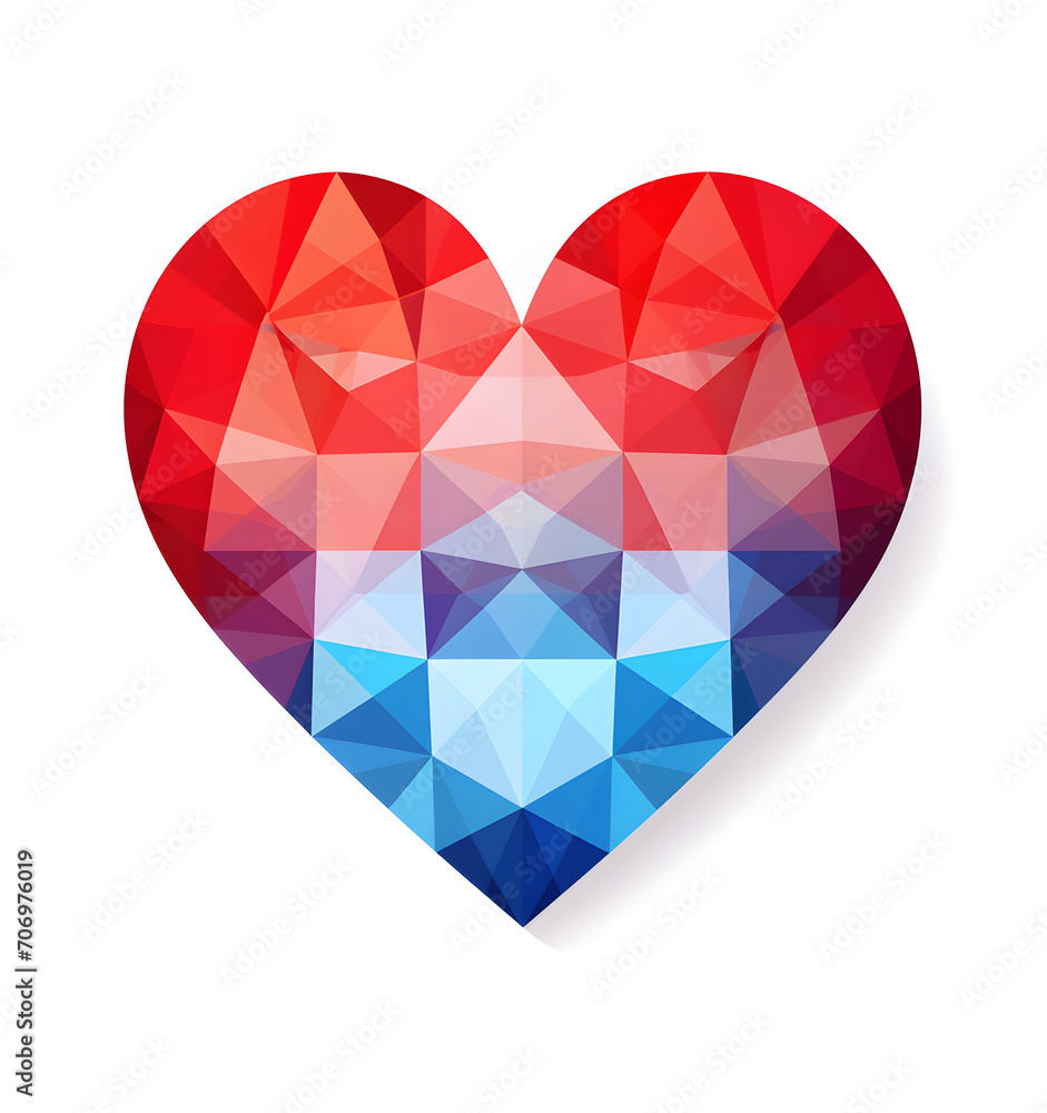 Polygon color heart illustration isolated on white background Polygon color heart illustration isolated on white background
