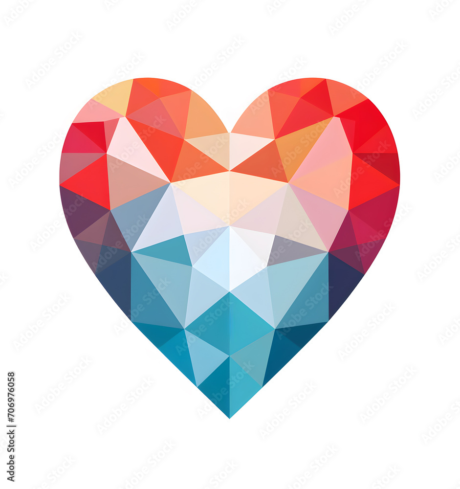 Polygon color heart illustration isolated on white background Polygon color heart illustration isolated on white background