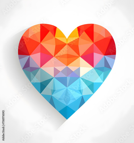 Polygon color heart illustration isolated on white background