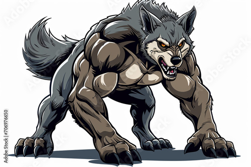 stail cartoon wolf with big muscles © Angah