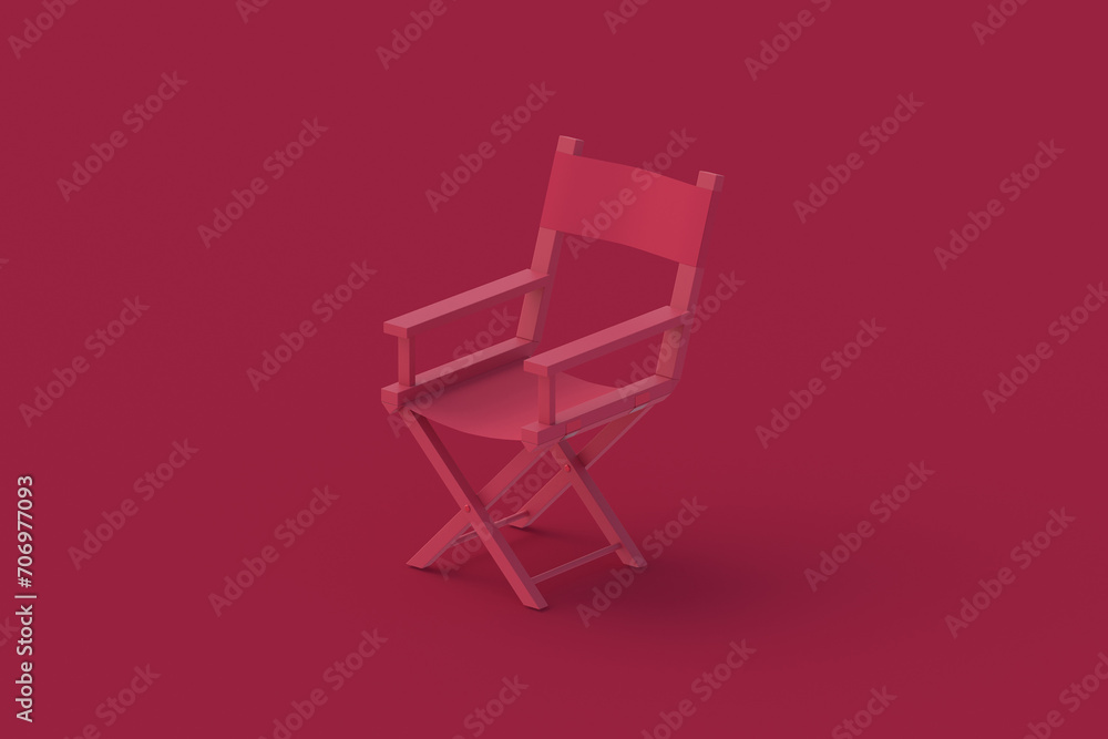Director chair of magenta on red background. 3d render Director chair of magenta on red background. 3d render