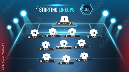 Football match sport graphics blue light template for online broadcast and social media