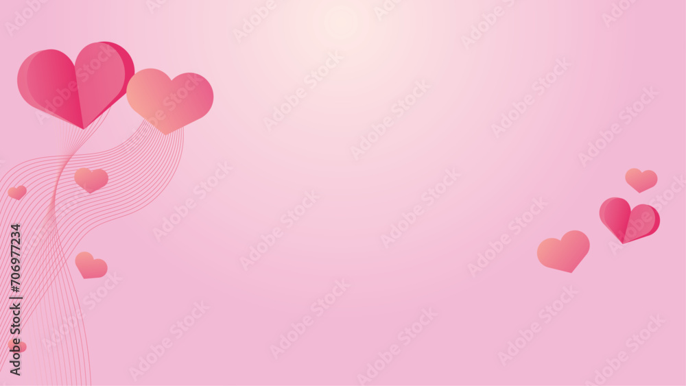 Beautiful pink heart frame on pastel background. Vector illustration.