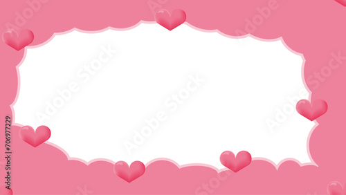 Beautiful pink heart frame on pastel background. Vector illustration.