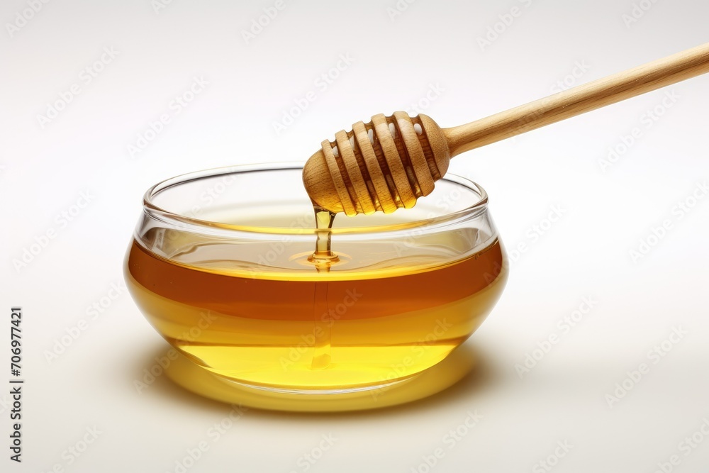 honey dripping from a wooden dipper honey dripping from a wooden dipper