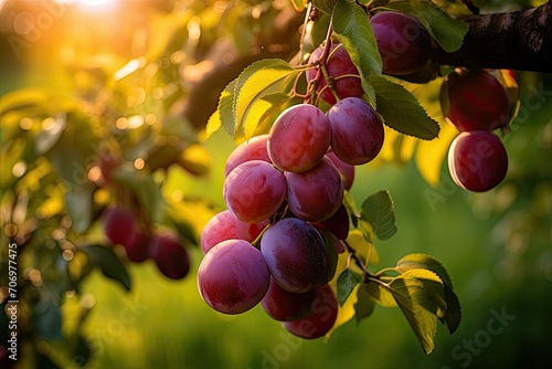 plums on the tree