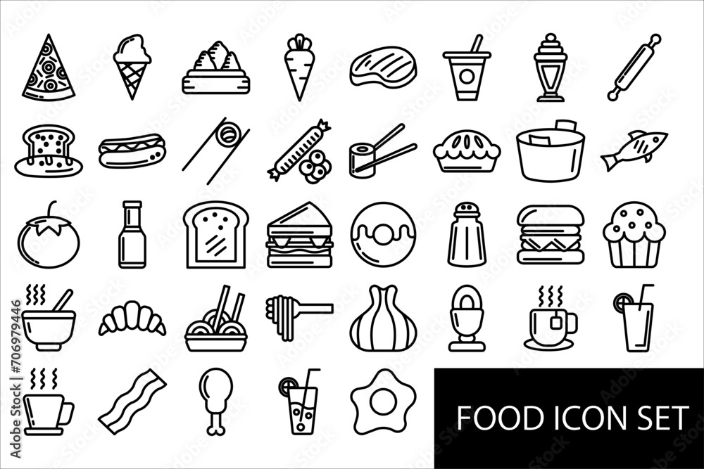 food icon set line style for your design food icon set line style for your design