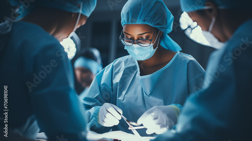 team of surgeons at work in the operating room photo
