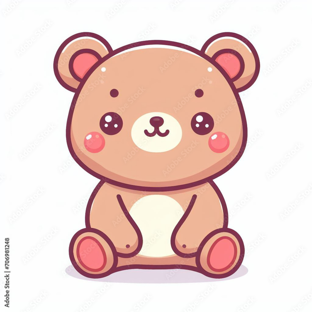 Fototapeta premium Cartoon Teddy Bear on transparant background