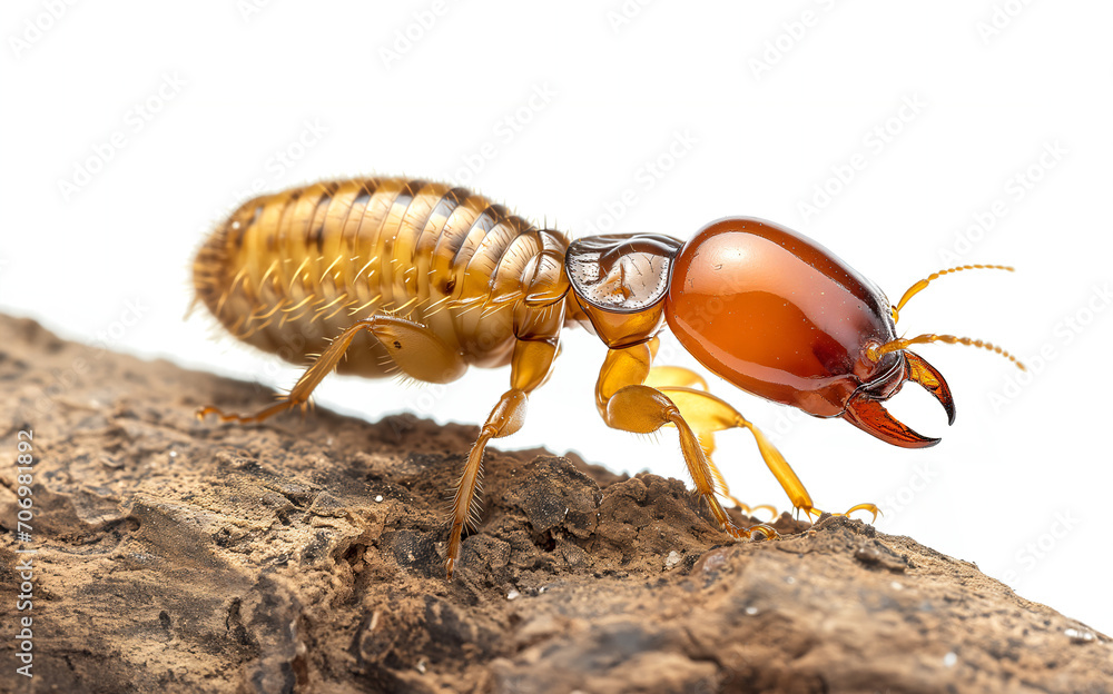 Termite sitting on a wood on white background Termite sitting on a wood on white background