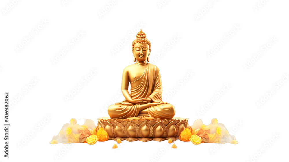 Buddha for buddha purnima and vesak, Isolated on transparent PNG background, Generative ai - obrazy, fototapety, plakaty 