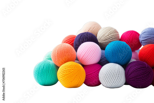 Colorful balls of wool on concrete variety  Isolated on transparent PNG background  Generative ai