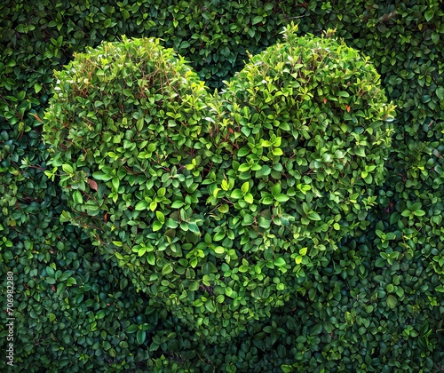 Green Heart made of bushes. AI Generative