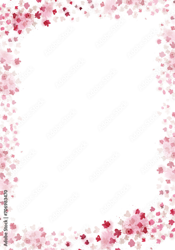 Spring floral background with pink flowers. PNG transparent digitally hand painted illustration
