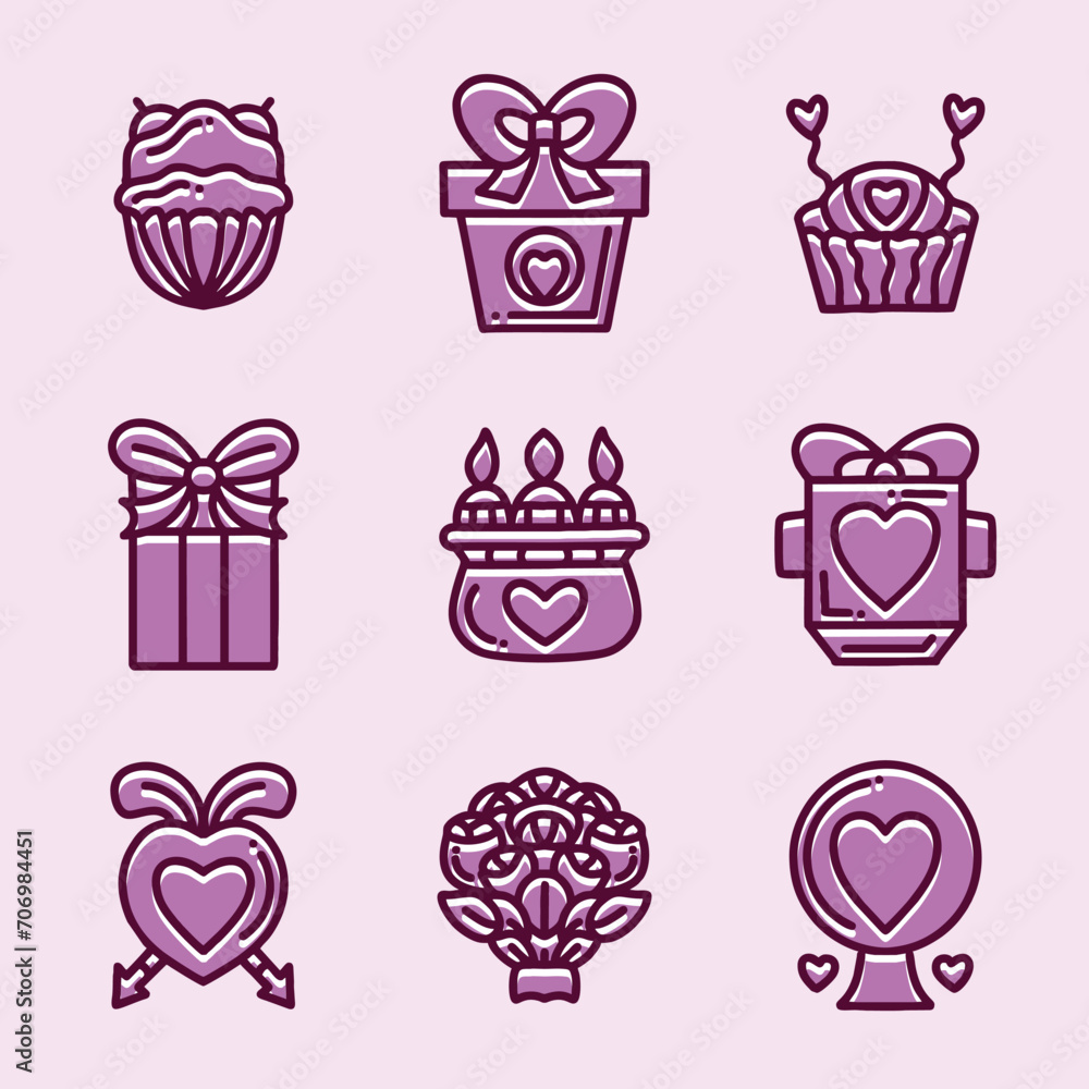 Gift Icon Set illustration Vector Design Emblem Gift Icon Set illustration Vector Design Emblem