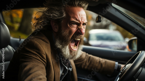 A man shouts angrily in the car © Daniel