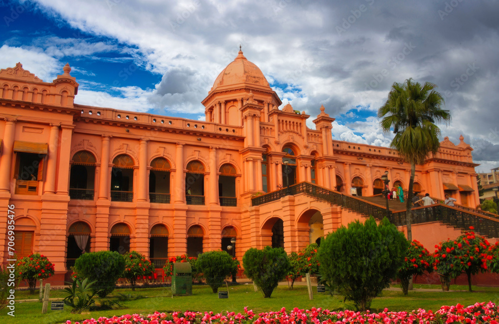 Grand Indo-Saracenic Architecture with Lush Garden under Blue Sky, Historical Landmark Tourist Attraction