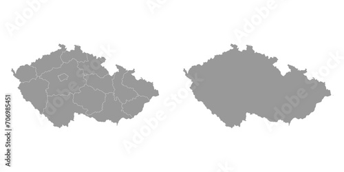 Czech Republic grey map with regions. Vector illustration. photo