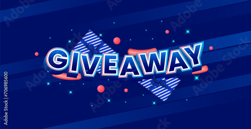 Giveaway 3d Text with gift ornament and blue background vector