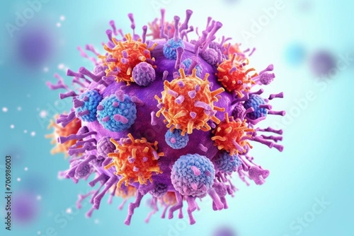 Microbiology and virology concept: isolated coronavirus or flu virus. Generative AI photo
