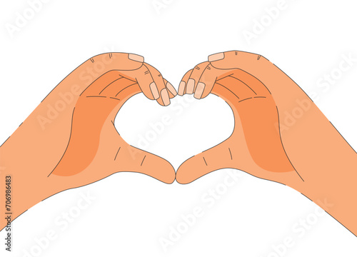 Hands folded in the shape of a heart  a sign of love  appreciation  gratitude.