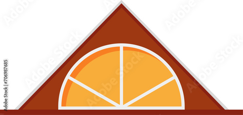 Window of an attic of a house.  Transparent background. Vector illustration