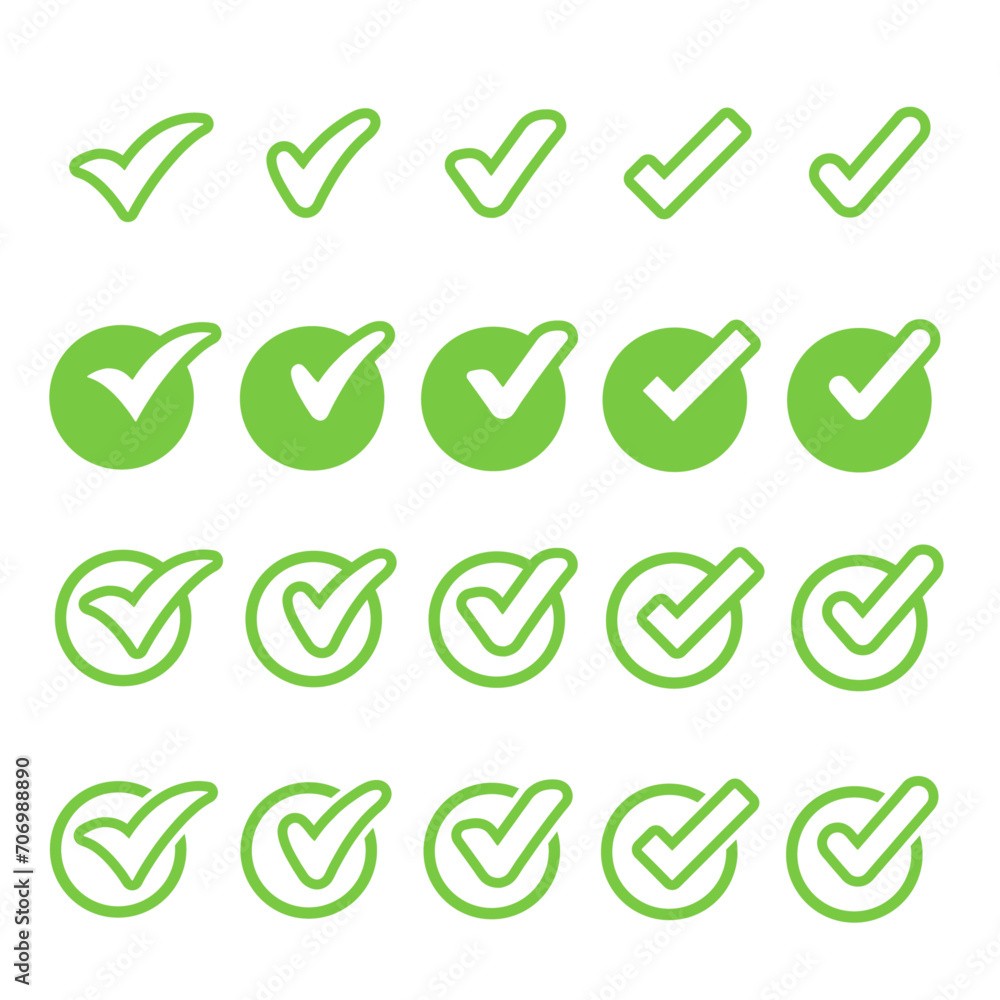 Check Mark, Valid, Yes, Confirmation, Okey, Positive checked, confirm, Acceptance in checklist, icon set Check Mark, Valid, Yes, Confirmation, Okey, Positive checked, confirm, Acceptance in checklist, icon set