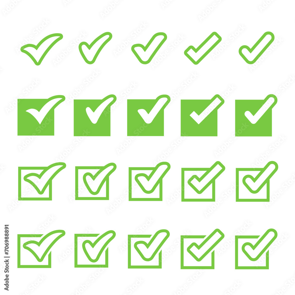 Check Mark, Valid, Yes, Confirmation, Okey, Positive checked, confirm, Acceptance in checklist, icon set Check Mark, Valid, Yes, Confirmation, Okey, Positive checked, confirm, Acceptance in checklist, icon set