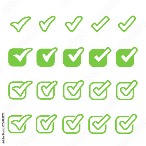 Check Mark, Valid, Yes, Confirmation, Okey, Positive checked, confirm, Acceptance in checklist, icon set