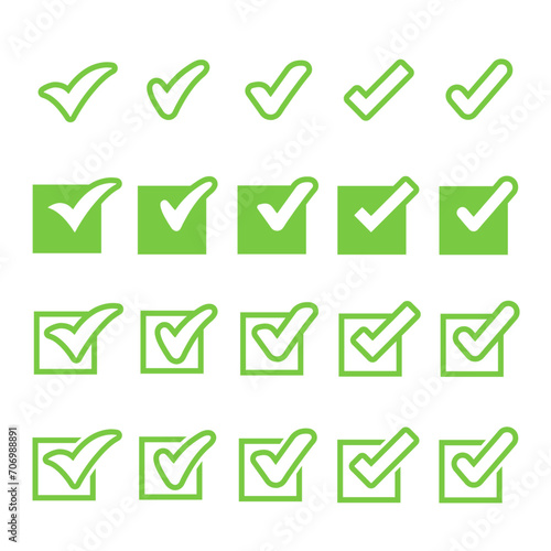 Check Mark, Valid, Yes, Confirmation, Okey, Positive checked, confirm, Acceptance in checklist, icon set